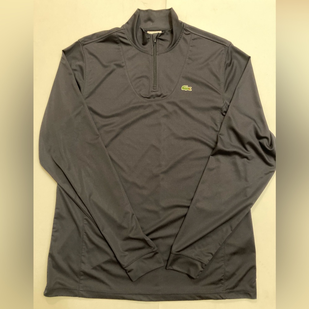 Lacoste quarter zip dark navy blue size 7 or xxl. 100% polyester